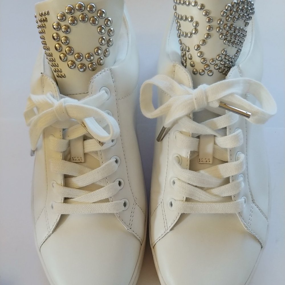 Michael Kors Mindy White Leather Studded Sneaker - Picture 3 of 14